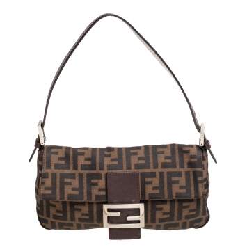 Pre Owned Fendi Brown Zucca Canvas Baguette Bag