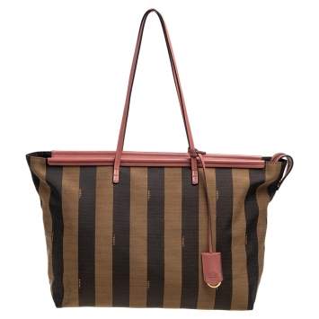 مملوكة مسبقًا Fendi Pink/Tobacco Canvas and Leather Roll Tote