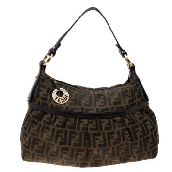 مملوكة مسبقًا Fendi Tobacco Zucca Canvas and Leather Chef Hobo