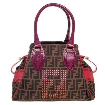 Pre Owned Fendi Multicolor Zucca Canvas and Leather Small Chef De Jour Bag