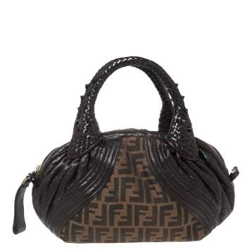 Pre Owned Fendi Tobacco Zucca Canvas and Leather Baby Spy Bag
