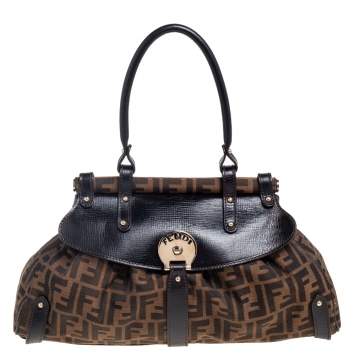 Pre Owned Fendi Tobacco Zucca Canvas and Leather Magic Satchel