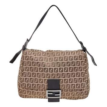 Pre Owned Fendi Tobacco Zucchino Canvas Mama Forever Shoulder Bag
