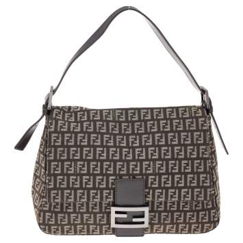 Pre Owned Fendi Brown/Beige Zucchino Canvas Mama Forever Shoulder Bag
