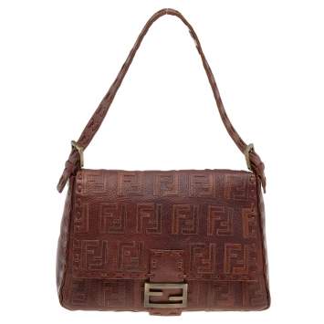Pre Owned Fendi Brown Leather F Logo Mama Forever Shoulder Bag