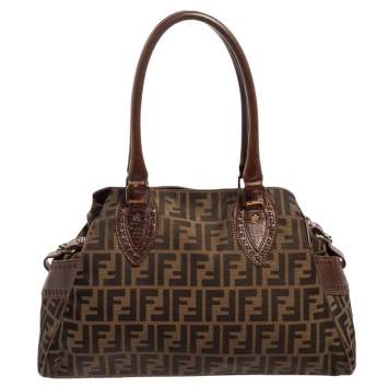 Pre Owned Fendi Tobacco Zucca Canvas Medium Chef De Jour Tote