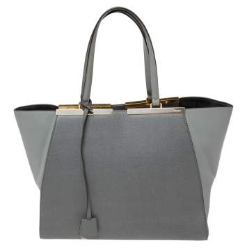 Pre Owned Fendi Grey Leather Large 3Jours Tote