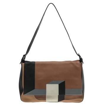 Pre Owned Fendi Multicolor Leather Mania Colorblock Flap Shoulder Bag