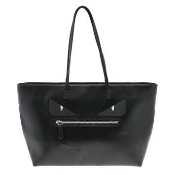 Pre Owned Fendi Black Leather Monster Roll Tote