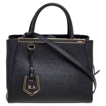 Pre Owned Fendi Black Leather Small 2Jours Tote