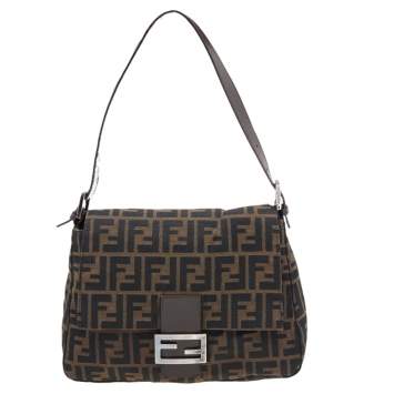 Pre Owned Fendi Brown Tobacco Zucca Mama Baguette