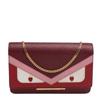 Pre Owned Fendi Multicolor Leather Monster Eyes Wallet On Chain