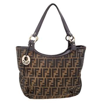 Pre Owned Fendi Tobacco Zucca Canvas And Leather Trim Chef Shopper Tote