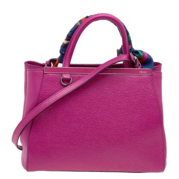 Pre Owned Fendi Pink Leather Petite 2Jours Elite Tote