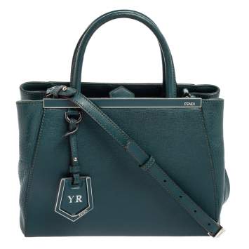 Pre Owned Fendi Green Leather Mini 2Jours Tote 