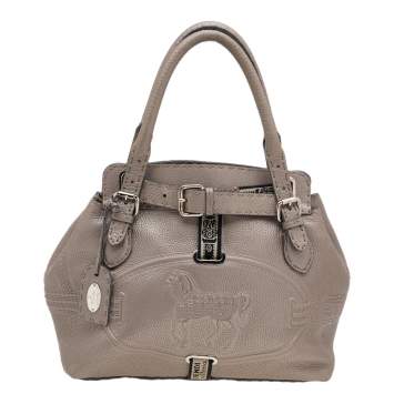 Pre Owned Fendi Grey Selleria Villa Borghese Tote