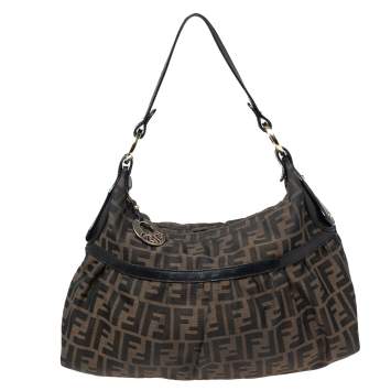 Pre Owned Fendi Tobacco Zucca Canvas And Leather Chef Hobo