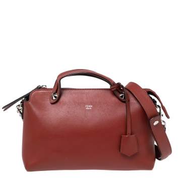 Pre Owned Fendi Burnt Red Leather Small By The Way Shoulder Bag
