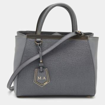 Pre Owned Fendi Grey Leather Mini 2Jours Tote