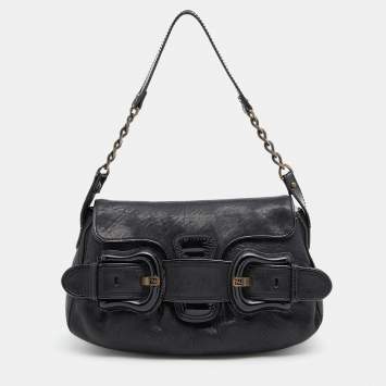 Pre Owned Fendi Black Patent and Leather B Bis Shoulder Bag