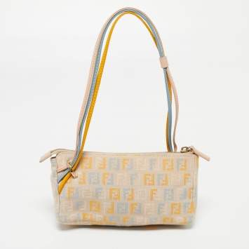Pre Owned Fendi Multicolor Zucchino Canvas and Leather Baguette
