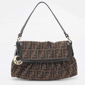 Pre Owned Fendi Tobacco Zucca Canvas and Leather Chef Shoulder Bag