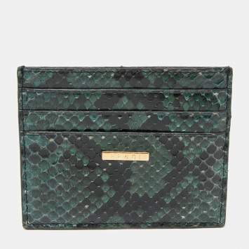 Pre Owned Fendi Green/Black Python Card Holder