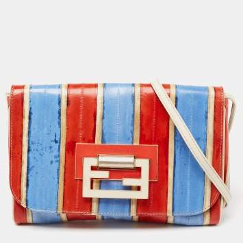 Pre Owned Fendi Multicolour Eel Striped Shoulder Bag