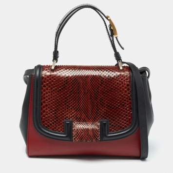 Pre Owned Fendi Multicolor Python And Leather Silvana Top Handle Bag