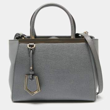 Pre Owned Fendi Grey Leather Small 2Jours Tote