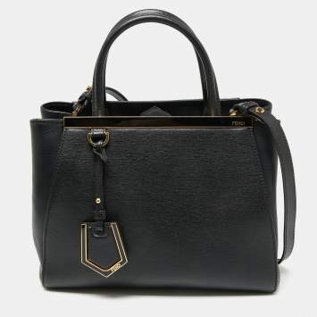 Pre Owned Fendi Black Leather Small 2Jours Tote