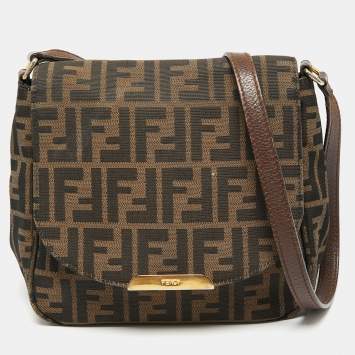 Pre Owned Fendi Tobacco Zucca Canvas Crossbody Bag