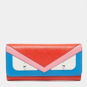 Pre Owned Fendi Multicolor Leather Monster Continental Wallet