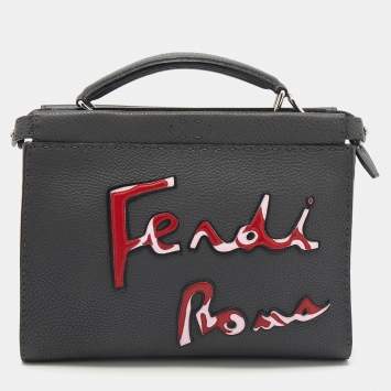 Pre Owned Fendi Grey Leather Mini Peekaboo Fit Bag