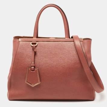 Pre Owned Fendi Old Rose Leather Medium 2Jours Tote