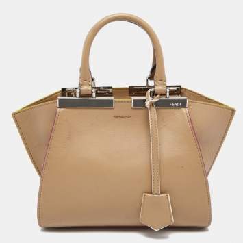 Pre Owned Fendi Beige Leather Mini 3Jours Tote