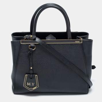 Pre Owned Fendi Black Leather Small 2Jours Tote