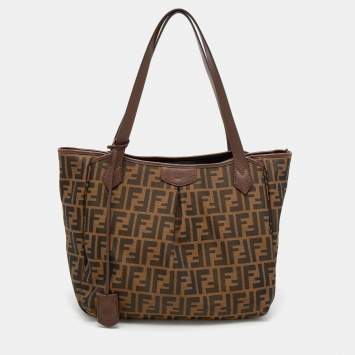 Pre Owned Fendi Tobacco Zucca Canvas And Leather Grande Shopper Tote