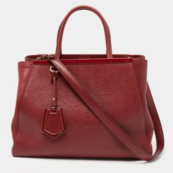 Pre Owned Fendi Burgundy Leather 2Jours Tote 