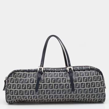 مملوكة مسبقًا Fendi Grey/Black Zucchino Canvas And Leather Satchel