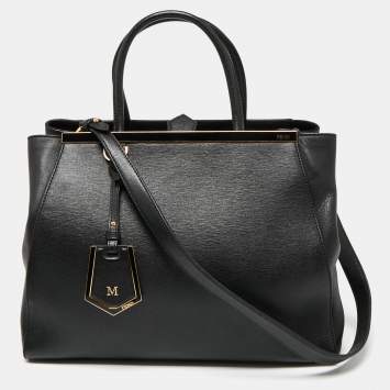 Pre Owned Fendi Black Leather Medium 2Jours Tote
