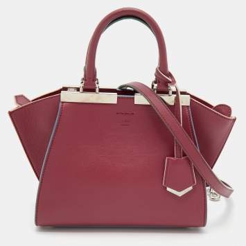 Pre Owned Fendi Burgundy Leather Mini 3Jours Tote