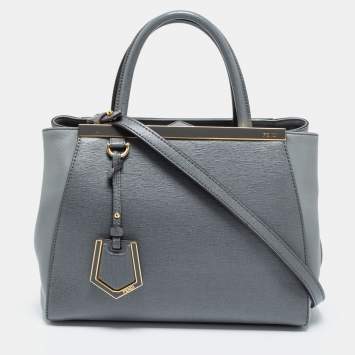 Pre Owned Fendi Grey Leather Small 2Jours Tote