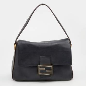 Pre Owned Fendi Black Leather Mama Baguette Shoulder Bag
