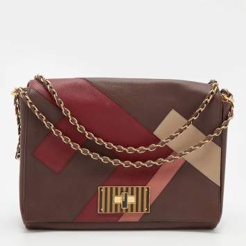 Pre Owned Fendi Multicolor Leather Claudia Chain Shoulder Bag