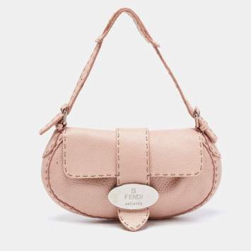 Pre Owned Fendi Pink Selleria Leather Baguette Bag
