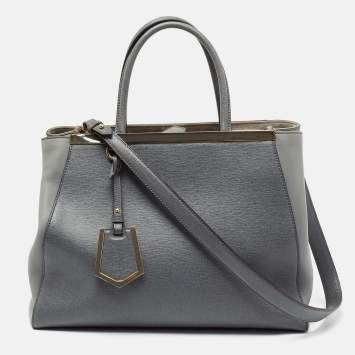 Pre Owned Fendi Grey Leather Medium 2jours Tote