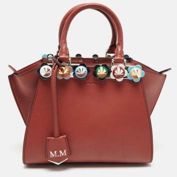 Pre Owned Fendi Rust Brown Leather Mini Studded 3Jours Tote