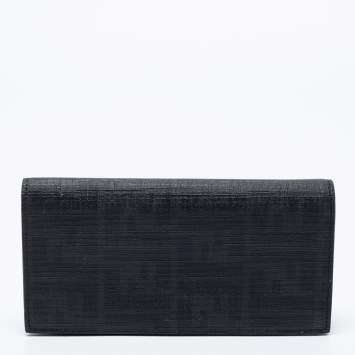 Pre Owned Fendi Black Zucca Coated Canvas Bifold Continental Wallet