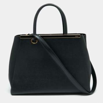 Pre Owned Fendi Black Leather Medium 2jours Tote